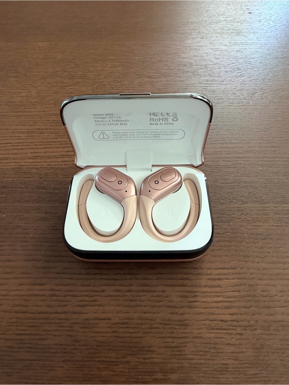 Saja Rose Gold Over-Ear Wireless Earbuds with Charging Case